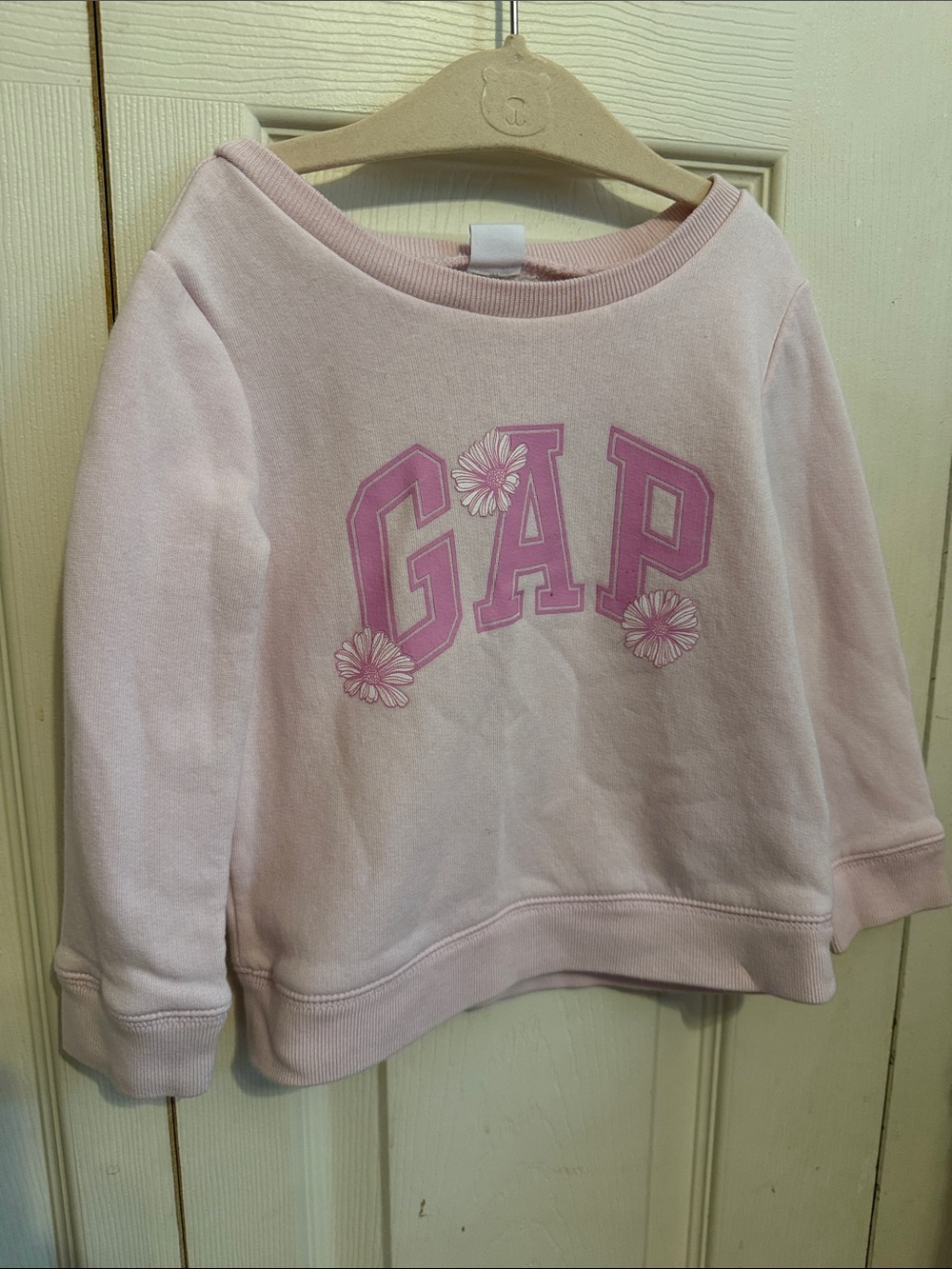 GAP Light Pink Crewneck Sweatshirt with Floral Logo